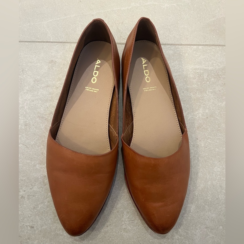 ALDO Women's Tan Leather Flats